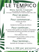 Menu Le Tempico - Exemple de menu
