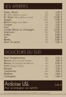 Menu L & L - Apéritifs, douceurs du sud et ardoise 