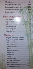 Menu Asily - Les brochettes, plats végétariens et desserts