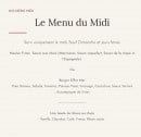 Carte et menu de L' Effet Mer à Saint Pierre la Mer — Menu midi