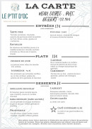 Menu Le P'tit d'Oc - Les entrées, plats, ...