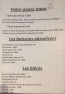 Menu Pizzeria le Grillon - Les tapas, boissons alcoolisées et bières