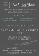 Carte et menu de Au Fil Du Viaur à Sainte Juliette sur Viaur — Les formules