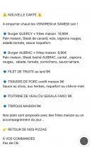 Carte et menu de Au Fil Du Viaur à Sainte Juliette sur Viaur — Un exemple de menu