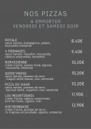 Carte et menu de Au Fil Du Viaur à Sainte Juliette sur Viaur — Les pizzas à emporter
