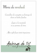 Carte et menu de Auberge du Fel à Entraygues sur Truyere — Un exemple de menu