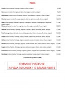 Menu Le Wilson - Pizzas