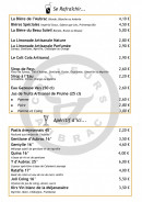 Menu La Maison de l'Aubrac - Les boissons fraîches et apéritifs