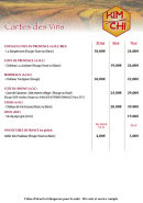 Menu Kim Chi - Les carte des vins