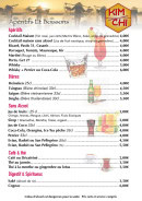 Menu Kim Chi - Les apéritifs , boissons