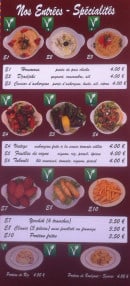 Carte et menu de Le Jardin des Vestiges à Marseille 1 — Spécialités et entrées