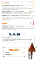 Menu Tigermilk - Les vins blancs, vins rosés et champagnes, ...