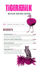 Menu Tigermilk - Les desserts