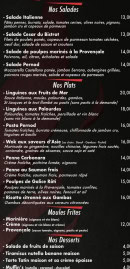 Menu Bistrot Pernod - Les salades, plats, ....