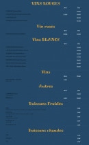 Carte et menu de Entre Terre et Mer à Marseille 2 — Les vins, autres et boissons
