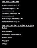 Menu French burger - Les petites faims et snacks