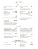 Menu Maresia Sunset - A partager et desserts