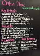 Menu Osha thaï - Entrées, poissons, viandes,...