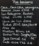 Menu Osha thaï - Boissons