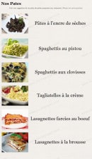 Menu Chez Vincent - Les pates
