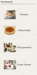 Menu Chez Vincent - Les desserts