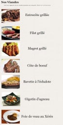Menu Chez Vincent - Les viandes