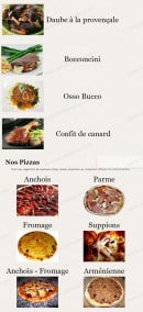 Menu Chez Vincent - Les plats suite et pizzas