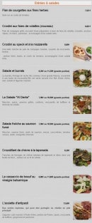 Menu Al Dente - Les entrées et salades