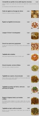 Menu Al Dente - Les classiques