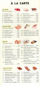 Menu Yamato - Les sushi, maki, yakitori,...