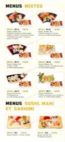 Menu Yamato - Les menus mixtes, sashimi,...