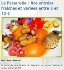 Menu La Passarelle - Entrées fraiches et variées entre 8 et 12 €
