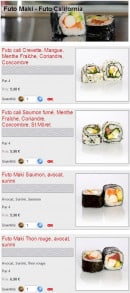 Menu Sushikoste - Les Futo Maki et Futo california