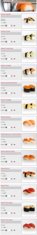 Menu Sushikoste - Les Sushi