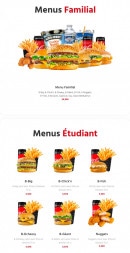 Menu Point B - Le menu familial et menu étudiant