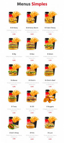 Menu Point B - Les menus simples