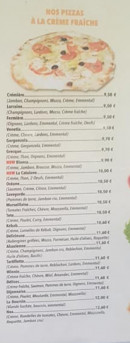 Menu Pizza Pierrot - Les pizzas base crème