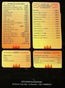 Carte et menu de Rotisserie Valentinoise à Marseille 11 — Accompagnements, desserts, boissons,....