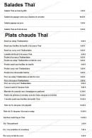 Menu La Baguette Imperiale - Les salades thaï et plats chauds thaï