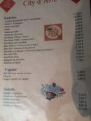 Menu City d'Asie - Les entrées, plats à vapeur et salade