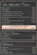 Menu Le vieux moulin - Les specialites sauce creme et boissons