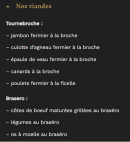 Menu Gueuleton - Les viandes et  brasero