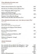 Menu Le Riviera - Les vins