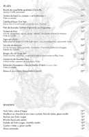 Menu Le Singe Vert - Les plats et desserts