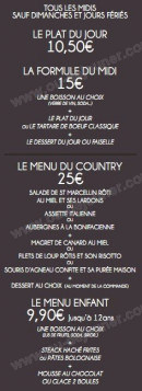Menu Les Terrasses du Country Club - Les menus