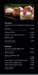 Menu Yojisu - Les desserts et boissons