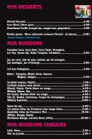 Menu Kohmen - Les desserts, boissons, ...
