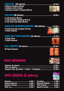 Menu Kohmen - Les sashimis, sushis
