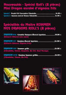 Menu Kohmen - Les nouveautés, spécialités du maître