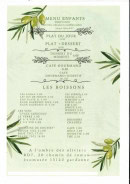 Carte et menu de A l'ombre des oliviers à Gardanne — Les menus et boissons